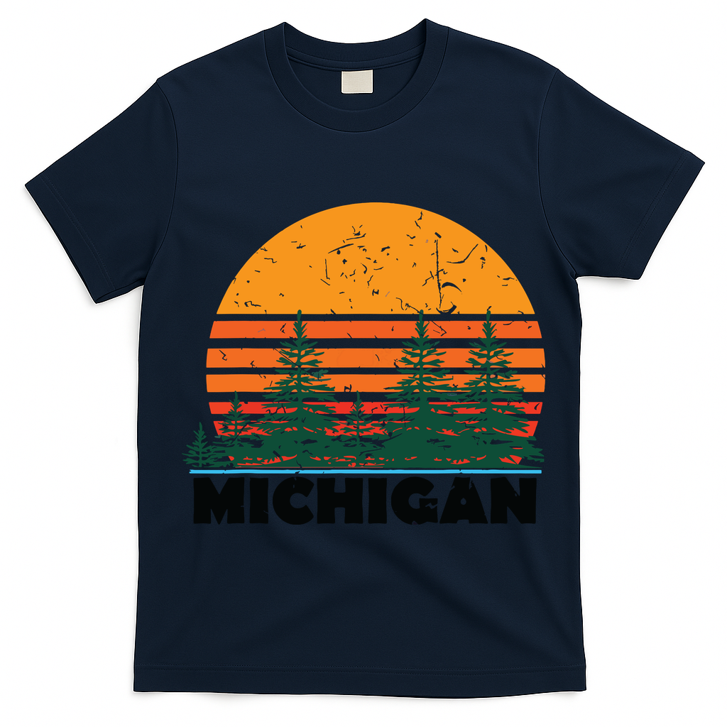 Michigan Vintage Retro Sunset Mi State Gift T-Shirt