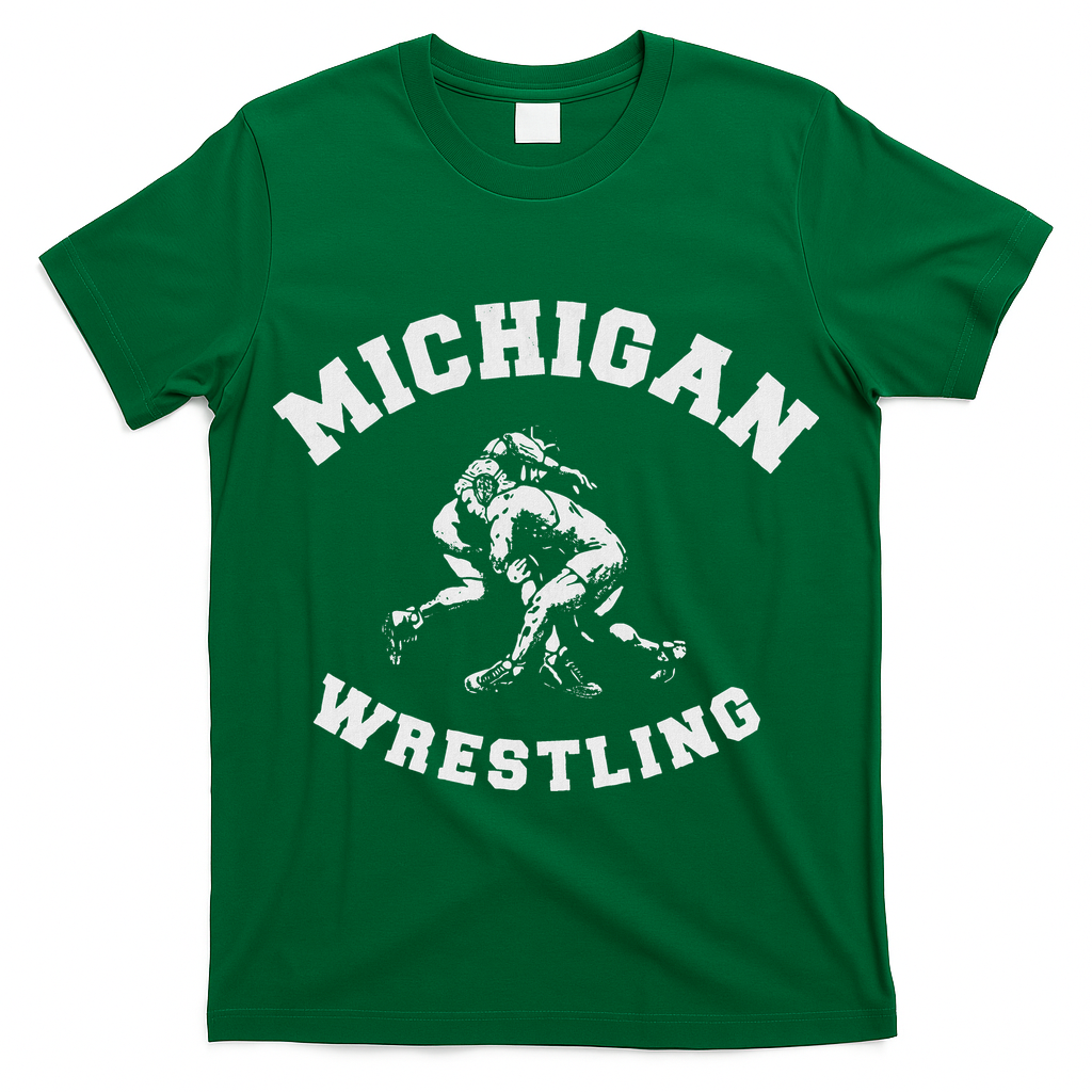 Michigan Wrestling 80s Distressed Retro Freestyle Wrestlers T-Shirt