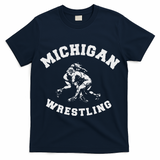 Michigan Wrestling 80s Distressed Retro Freestyle Wrestlers T-Shirt