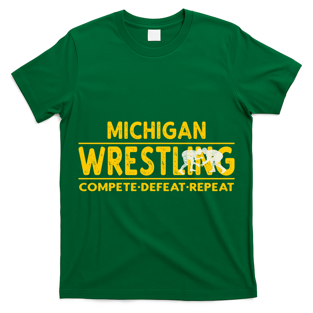 Michigan Wrestling Compete Defeat Repeat Gift T-Shirt