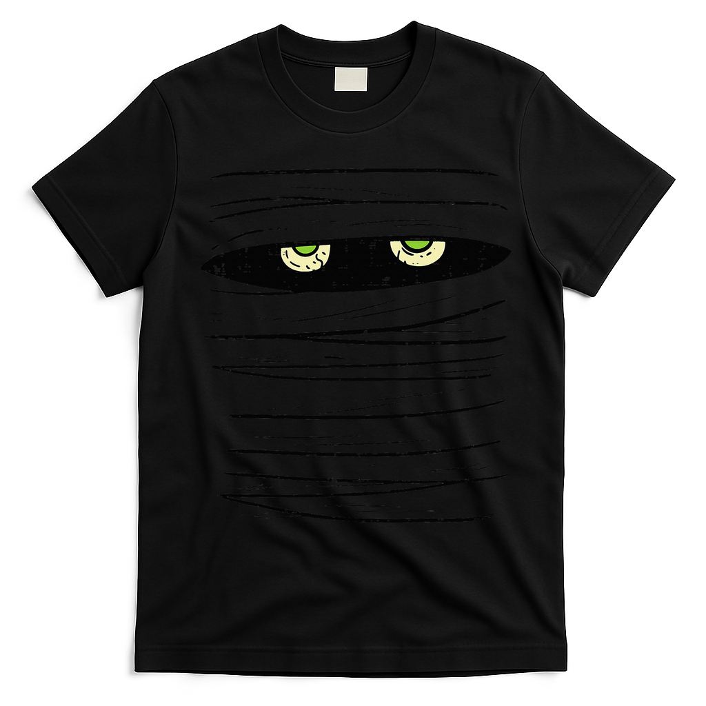 Mummy Wrap Eyes Costume Funny Scary Halloween T-Shirt - Black