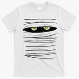 Mummy Wrap Eyes Costume Funny Scary Halloween T-Shirt - White