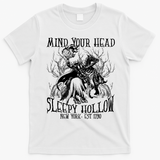 Mind Your Head Headless Horseman Est 1790 Headless Horseman Horror T-Shirt - White