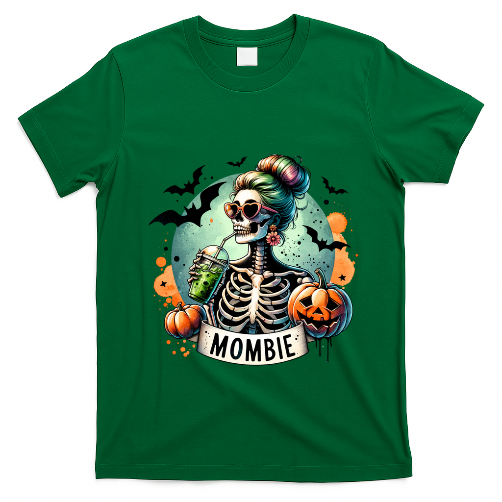 Mombie Zombie Spooky Mama Retro T-Shirt - Irish Green