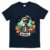 Mombie Zombie Spooky Mama Retro T-Shirt - Navy Blue