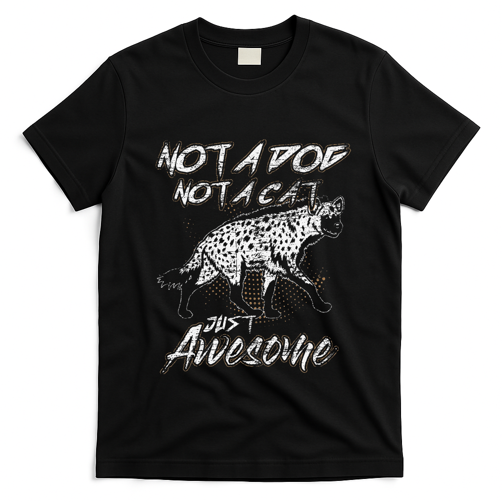 Not A Dog Not A Cat Just Awesome Hyena T-Shirt - Black