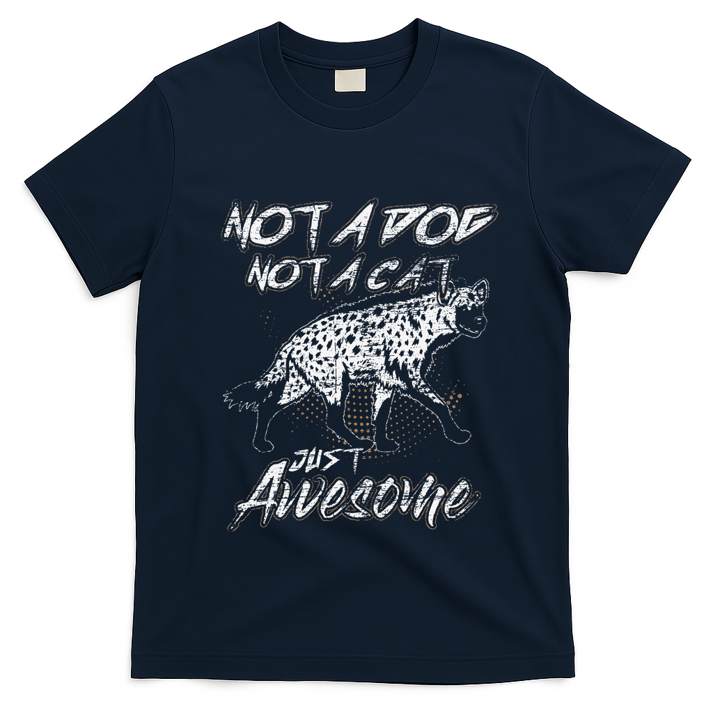 Not A Dog Not A Cat Just Awesome Hyena T-Shirt - Navy Blue