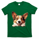 Nice And Funny Peeking Dog Cardigan Welsh Corgi Cute Gift T-Shirt - Irish Green