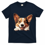 Nice And Funny Peeking Dog Cardigan Welsh Corgi Cute Gift T-Shirt - Navy Blue
