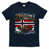 Norway Animal Kingdom Flag T-Shirt - Navy Blue