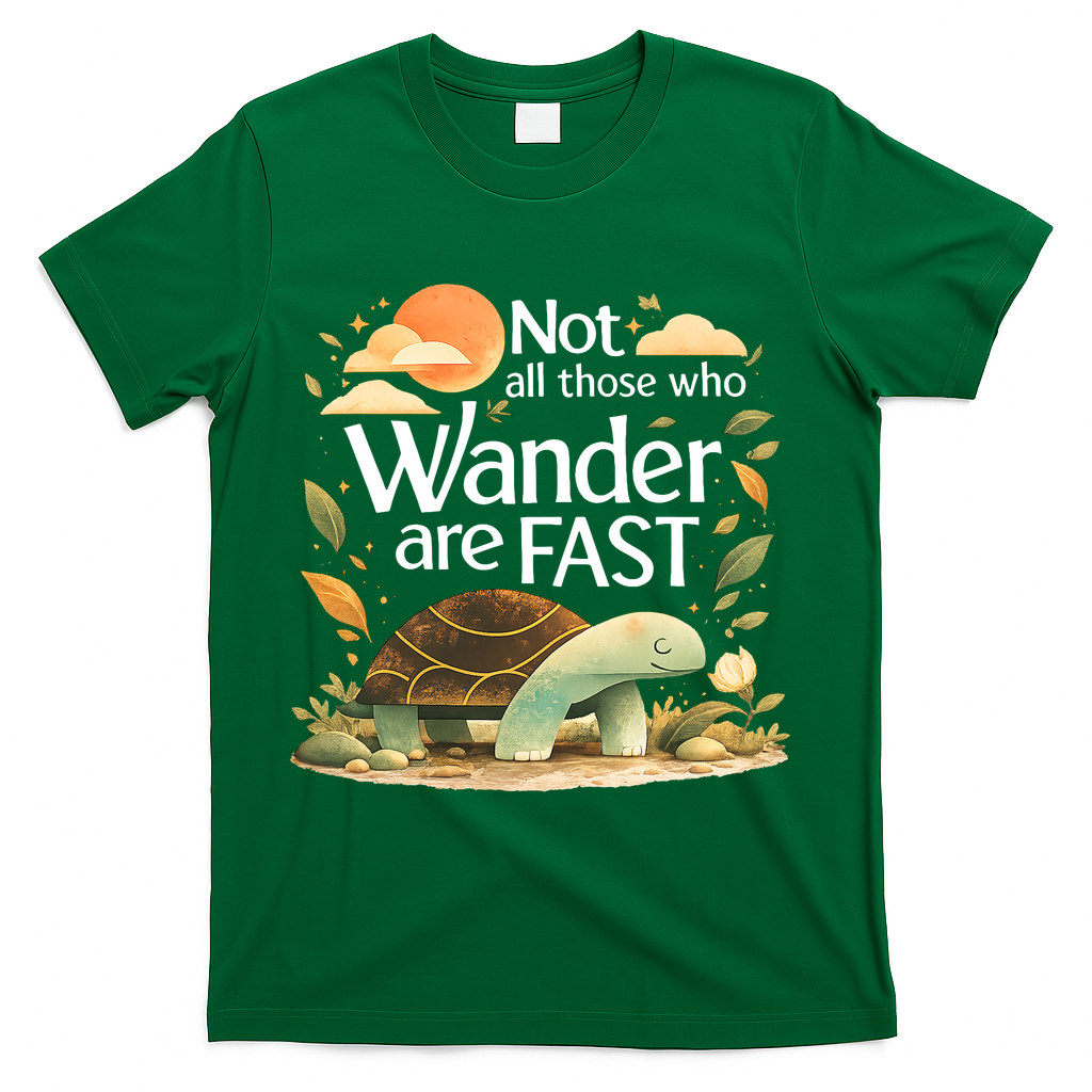 Not All Those Who Wander Are Fast Turtle T-Shirt - Green