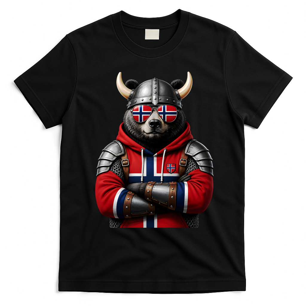 Norwegian Bear Viking Warrior T-Shirt - Black
