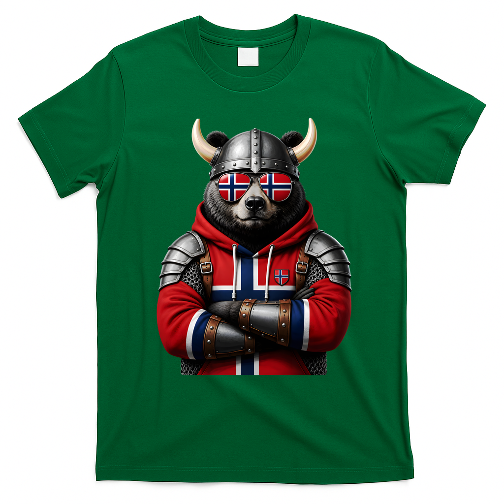Norwegian Bear Viking Warrior T-Shirt - Irish Green