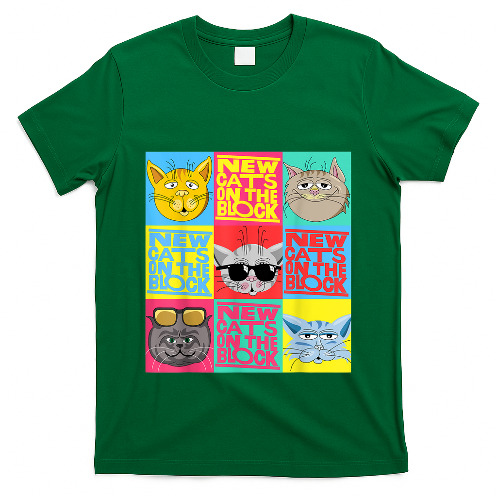 New Cats On He Block Funny Pop Culture Cat Hemed Party T-Shirt