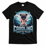 North Carolina Pug Dog Funny Mountain Hiking Outdoor Design T-Shirt - Black