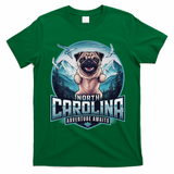 North Carolina Pug Dog Funny Mountain Hiking Outdoor Design T-Shirt - Irish Green