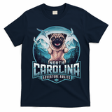 North Carolina Pug Dog Funny Mountain Hiking Outdoor Design T-Shirt - Navy Blue