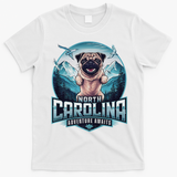 North Carolina Pug Dog Funny Mountain Hiking Outdoor Design T-Shirt - White