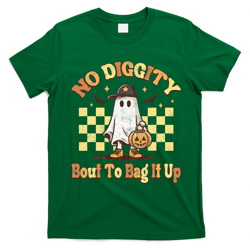 No Diggity Bout To Bag It Up Cool Ghost Halloween T-Shirt - Irish Green