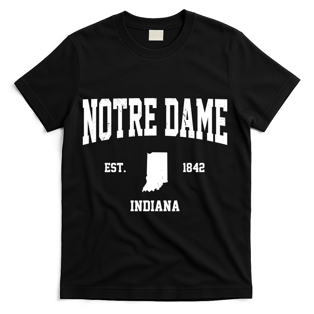 Notre Dame Indiana Est 1842 T-Shirt - Black