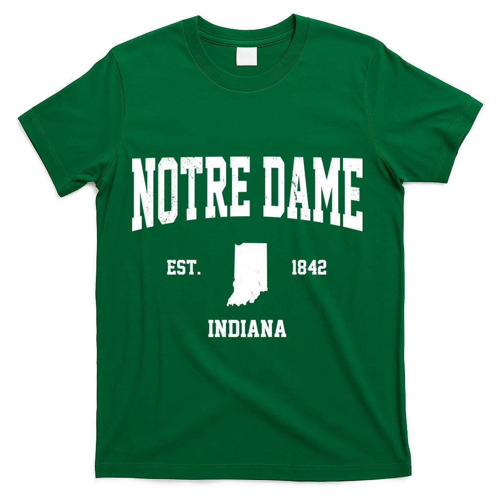 Notre Dame Indiana Est 1842 T-Shirt - Green