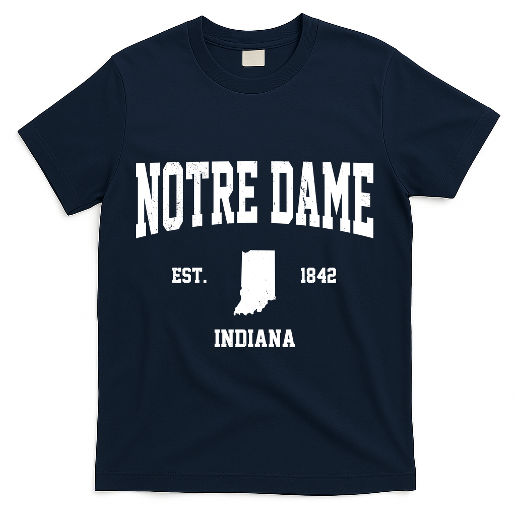 Notre Dame Indiana Est 1842 T-Shirt - Navy