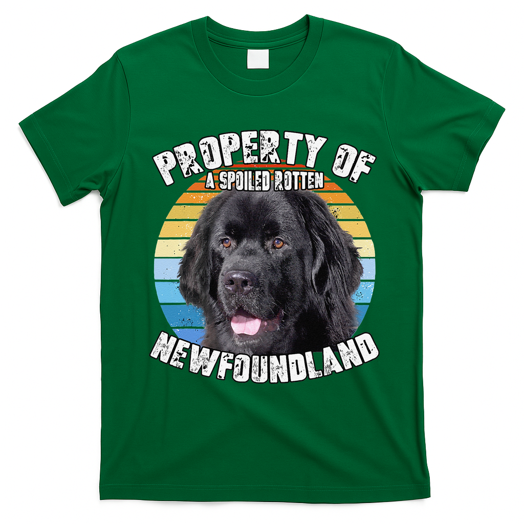 Newfoundland Dog Retro Property Of Cute Dog T-Shirt - Irish Green