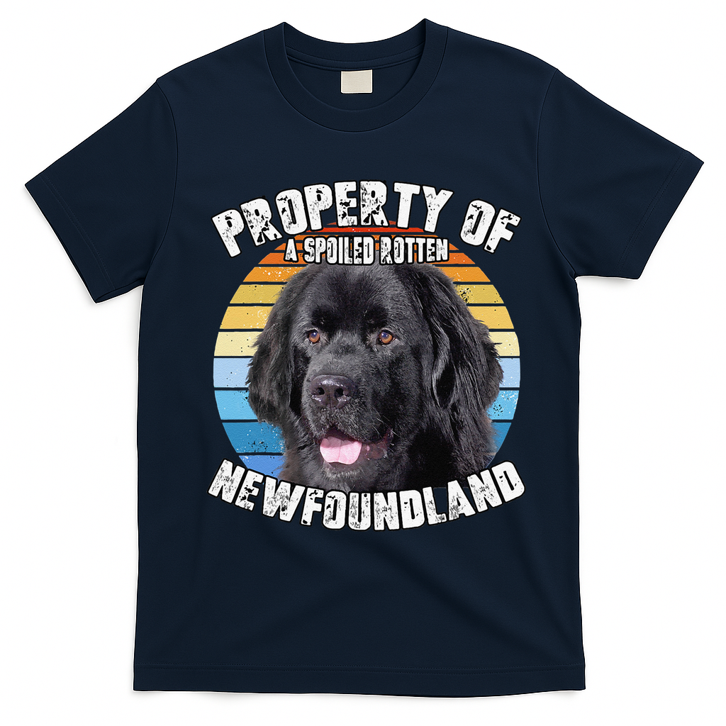 Newfoundland Dog Retro Property Of Cute Dog T-Shirt - Navy Blue