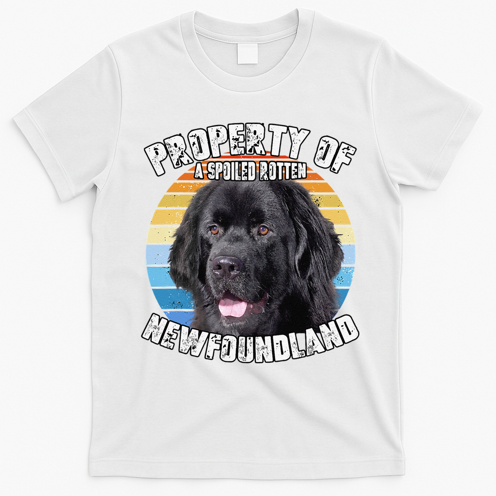 Newfoundland Dog Retro Property Of Cute Dog T-Shirt - White