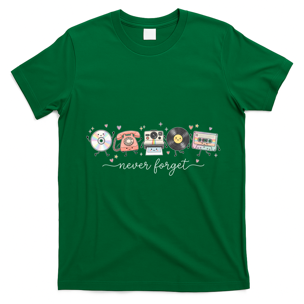 Never Forget Beloved Old Technology T-Shirt - Irish Green