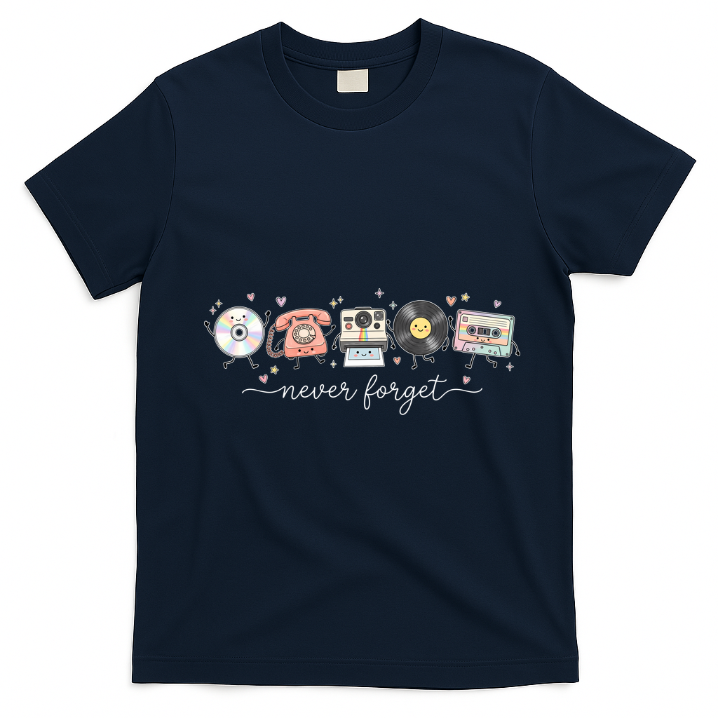 Never Forget Beloved Old Technology T-Shirt - Navy Blue