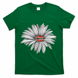 Norwegian Flag Daisy Trendy For Summer Cruise Norway Travel T-Shirt - Green