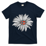 Norwegian Flag Daisy Trendy For Summer Cruise Norway Travel T-Shirt - Navy