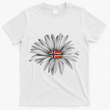 Norwegian Flag Daisy Trendy For Summer Cruise Norway Travel T-Shirt - White