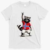 Norwegian Flag Funny Raccoon Norway T-Shirt - White