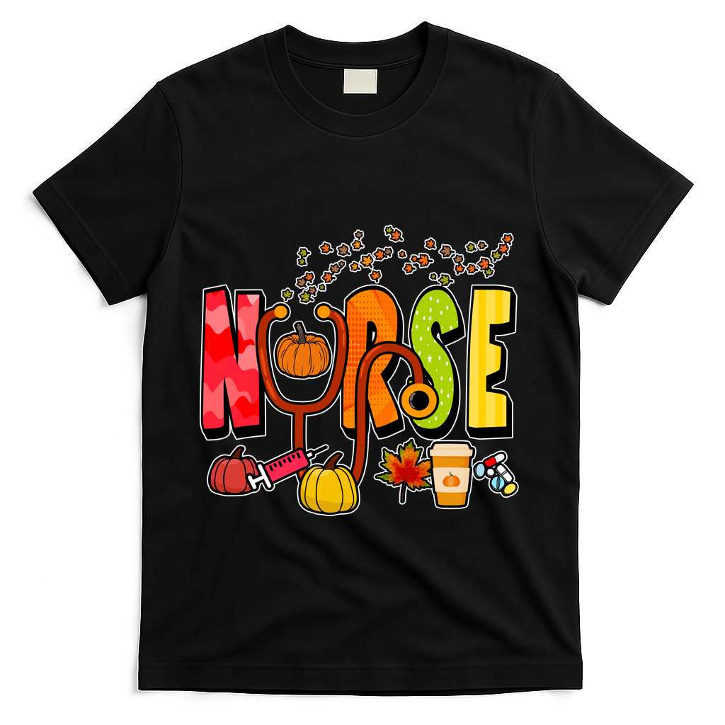 Nurse Fall Holiday T-Shirt - Black