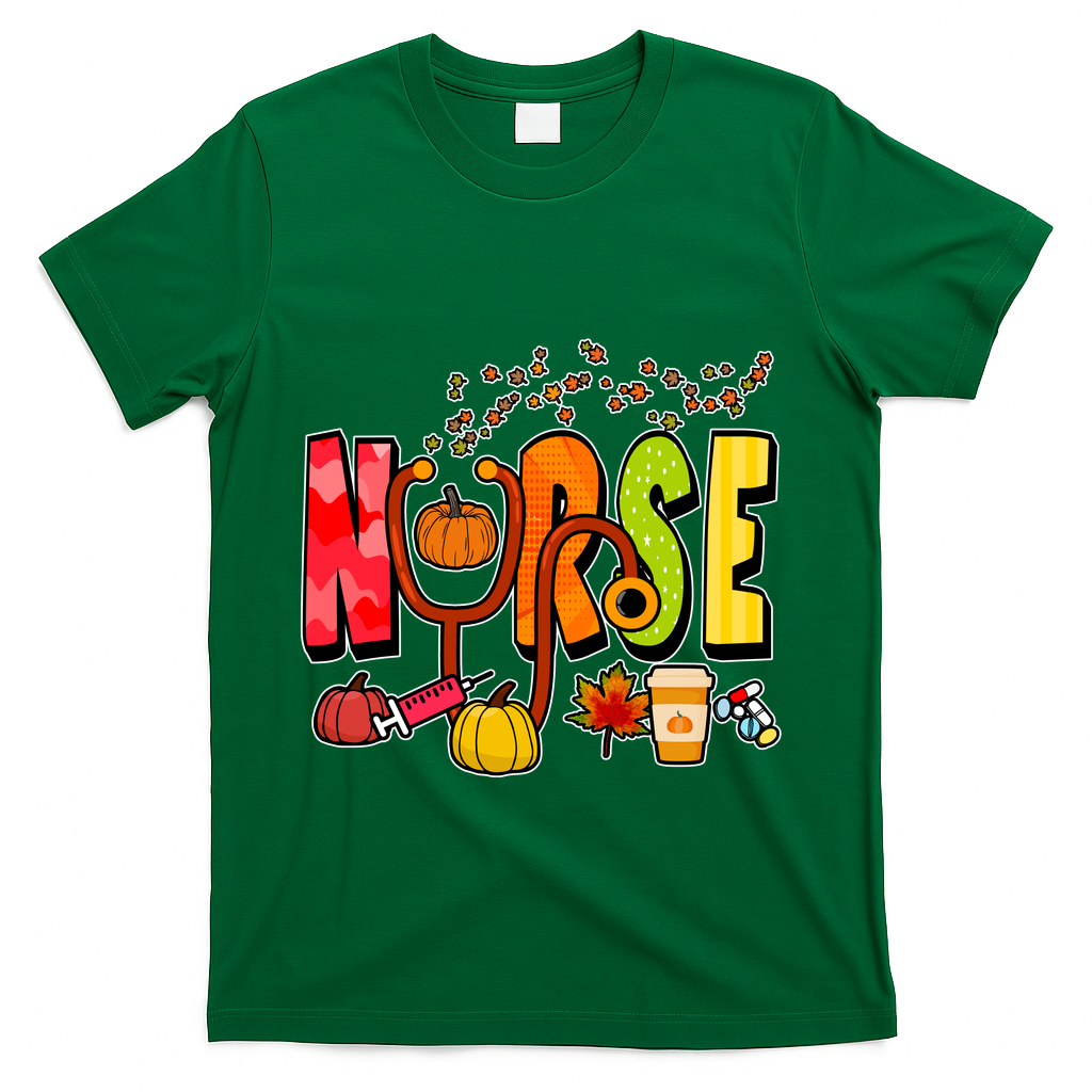 Nurse Fall Holiday T-Shirt - Green