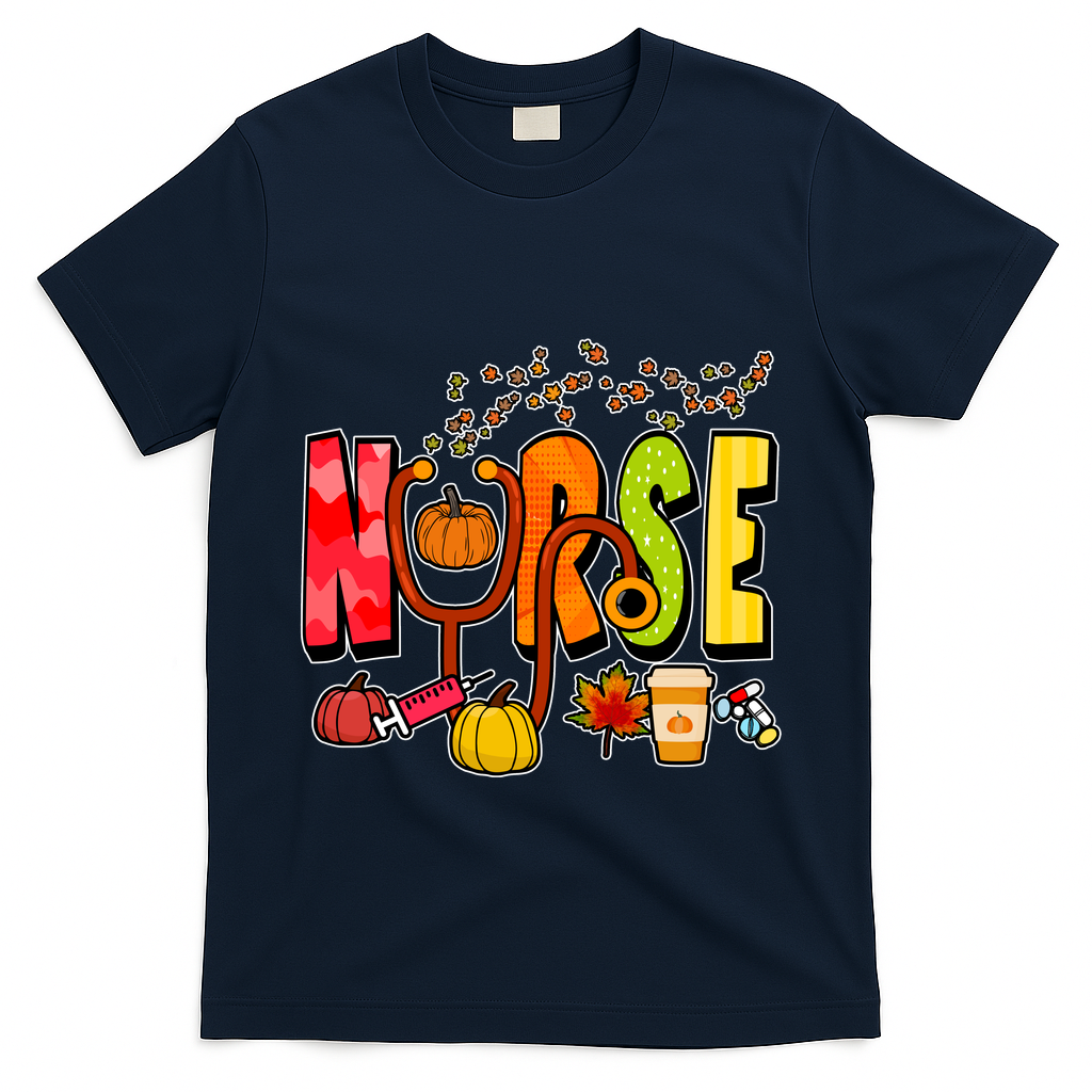 Nurse Fall Holiday T-Shirt - Navy