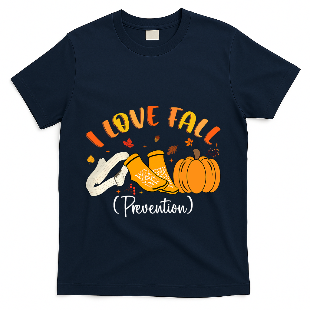 Nurse Fall I Love Fall Prevention Fall Physical Therapy T-Shirt - Navy