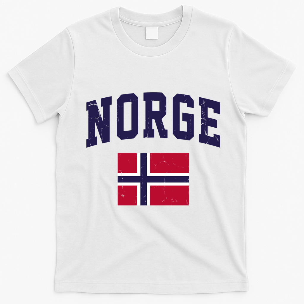 Norge Flag Norway Norwegian Souvenir Gift T-Shirt - White