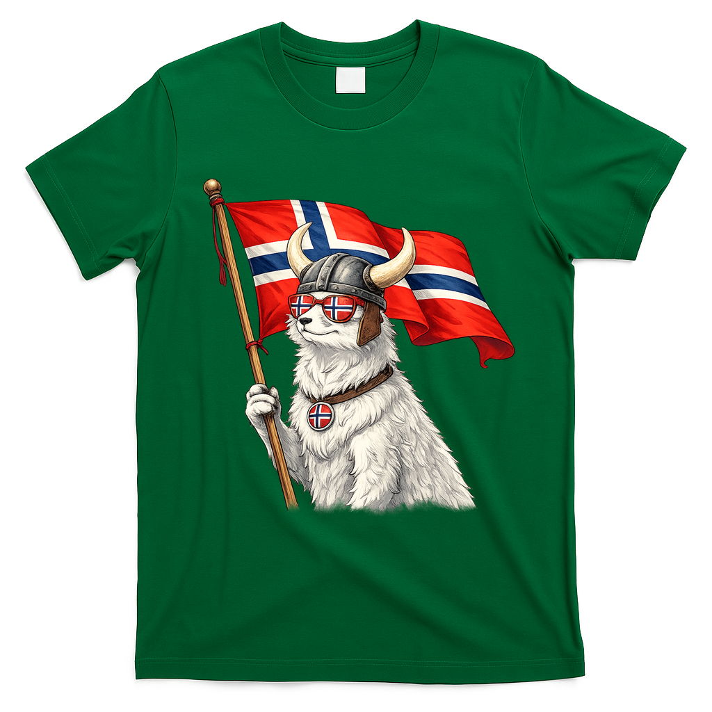 Norwegian Flag Waving Yeti Norway Norge Pride T-Shirt - Irish Green