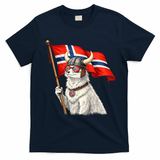Norwegian Flag Waving Yeti Norway Norge Pride T-Shirt - Navy Blue