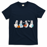 Nurse Halloween Ghost Festive T-Shirt - Navy Blue