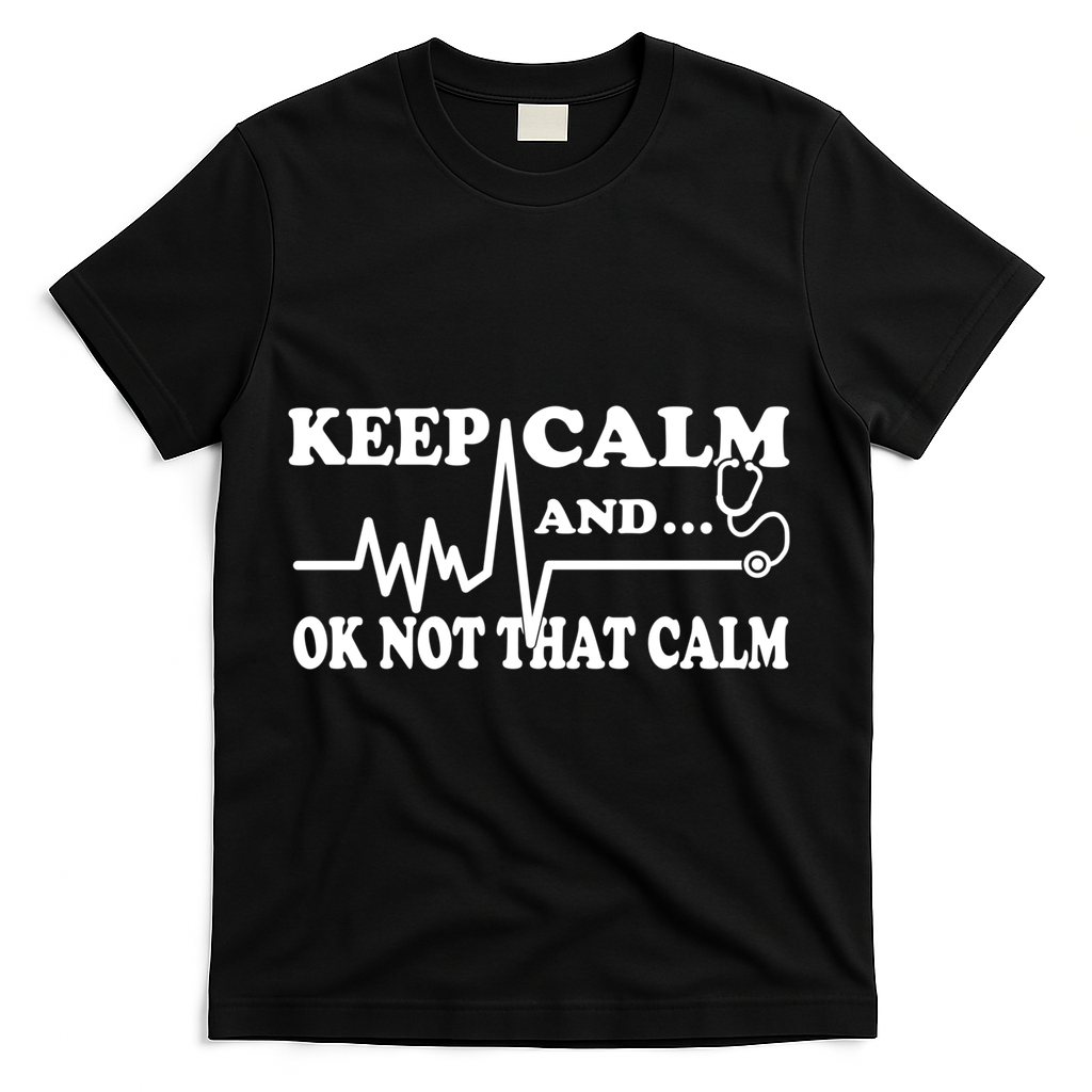 Nurse Keep Calm And Ok Not That Calm Funny Cardiac Nursing Gift T-Shirt - Black