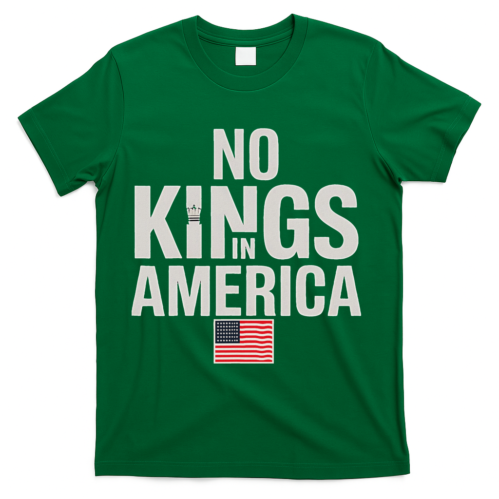 No Kings In America Democracy Anti Trump America No King T-Shirt - Green