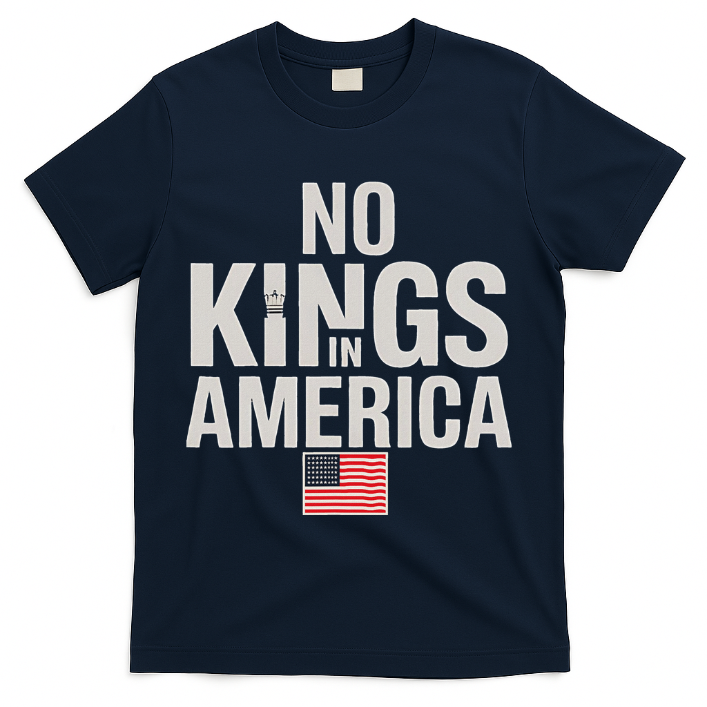 No Kings In America Democracy Anti Trump America No King T-Shirt - Navy