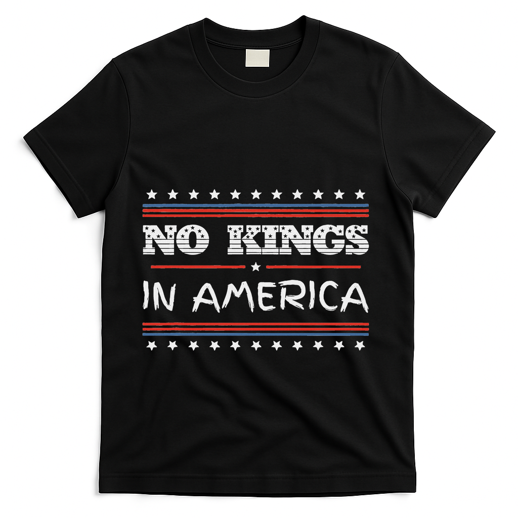 No Kings In America Save Democracy I Dissent Anti Trump Flag T-Shirt - Black