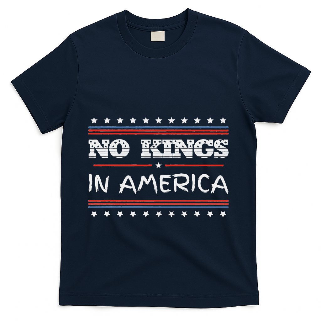 No Kings In America Save Democracy I Dissent Anti Trump Flag T-Shirt - Navy