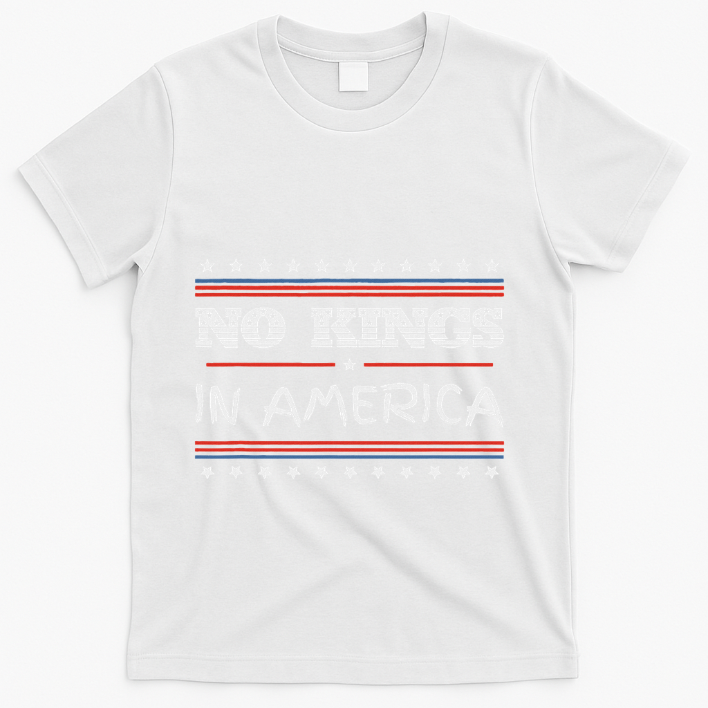 No Kings In America Save Democracy I Dissent Anti Trump Flag T-Shirt - White