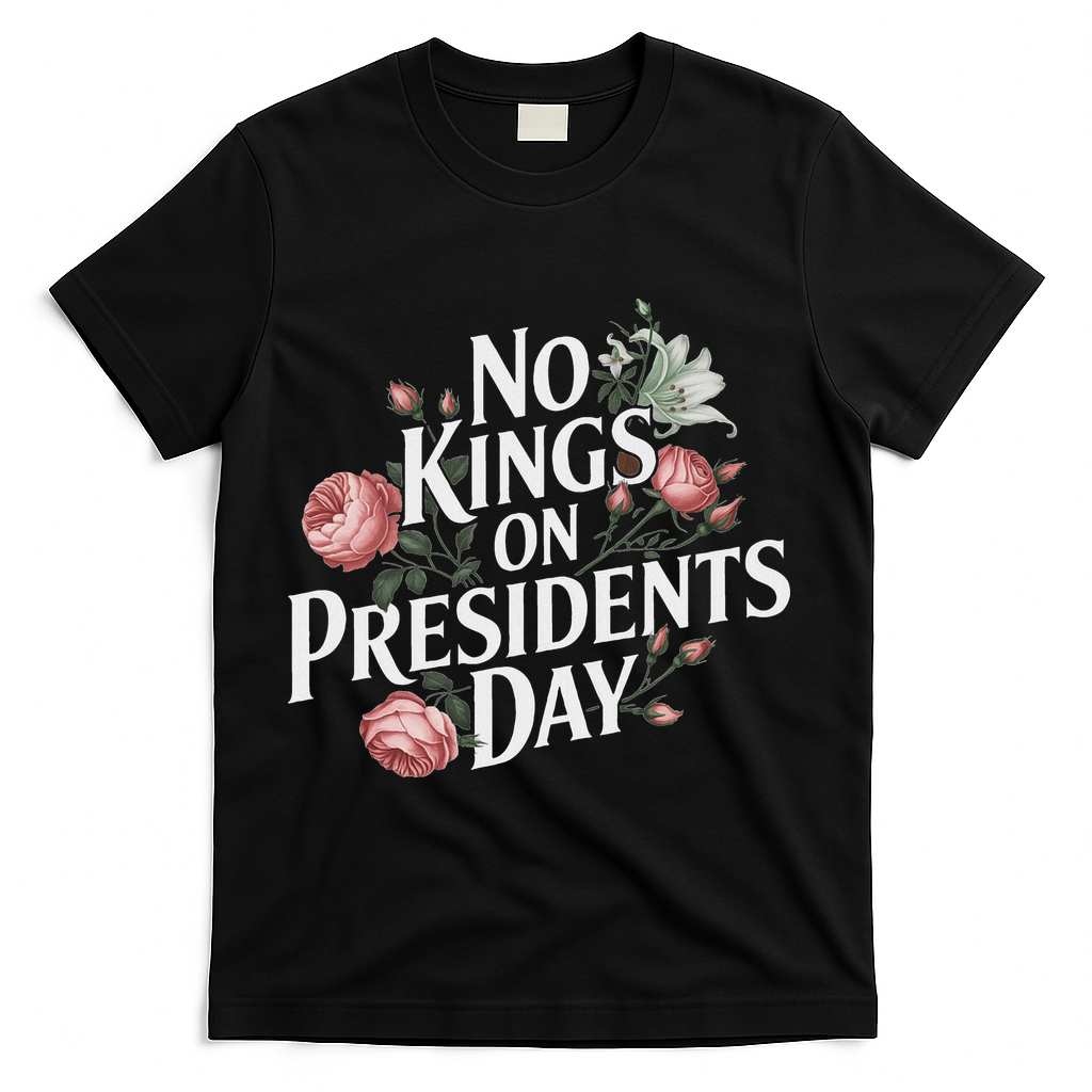 No Kings On Presidents Day Retro Anti Trump Subtle Protest T-Shirt - Black